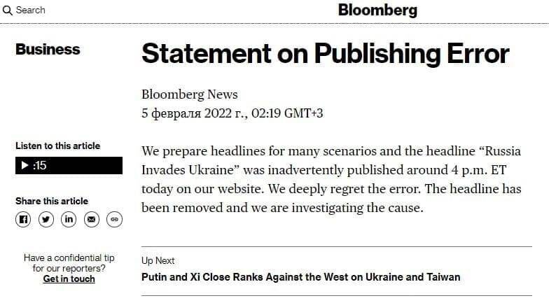 bloomberg Russia ukraine