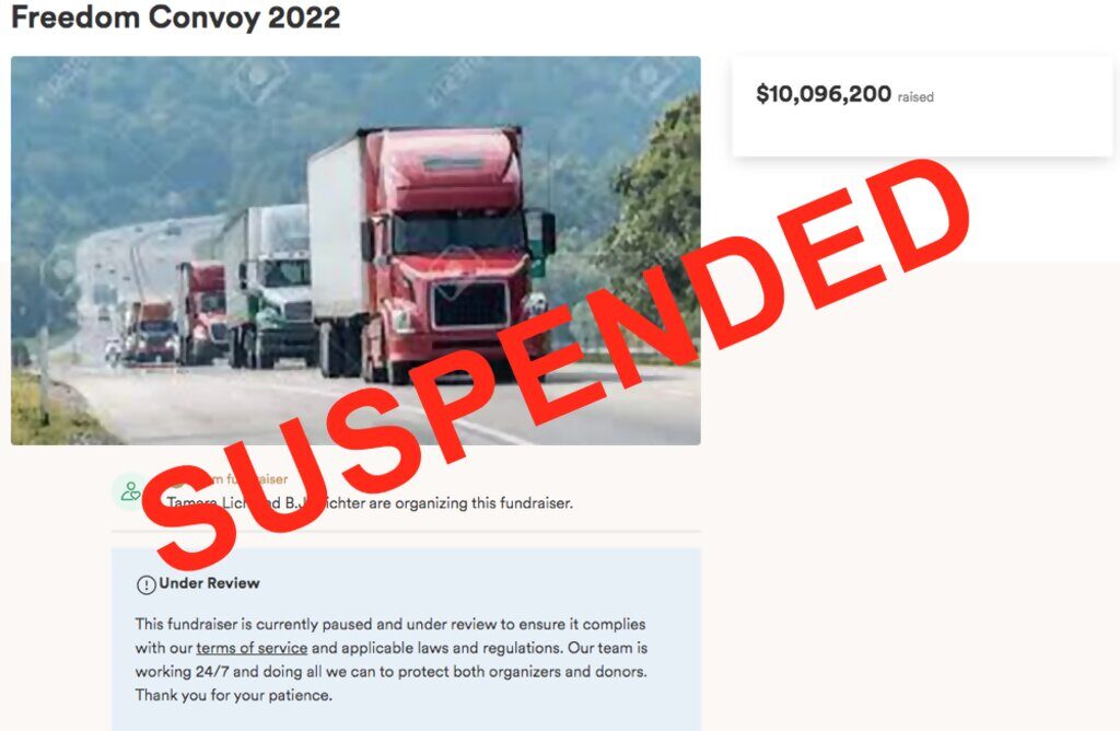 gofundme cancel freedom convoy account fundraiser