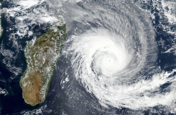 A handout satellite image made available by NASA shows Cyclone Batsirai earlier this week