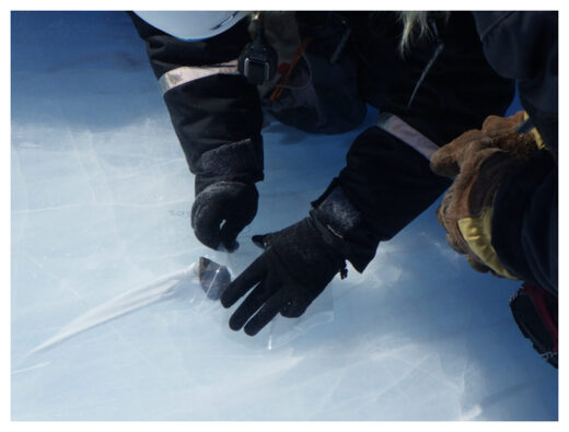 Collecting meteorites in Antarctica.