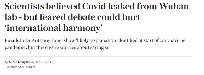 covid lab leak headline