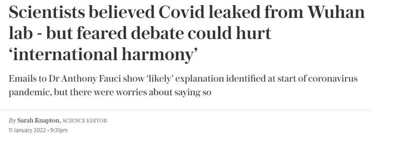 Click to enlarge covid lab leak headline