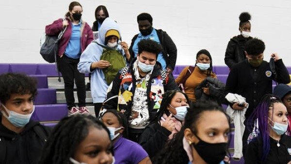 Click to enlarge Students wearing masks