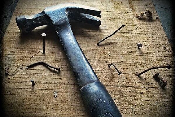 Click to enlarge hammer nails bent board