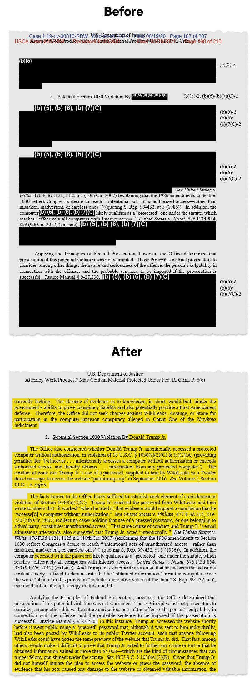 Click to enlarge unredacted passages Mueller report BuzzFeed