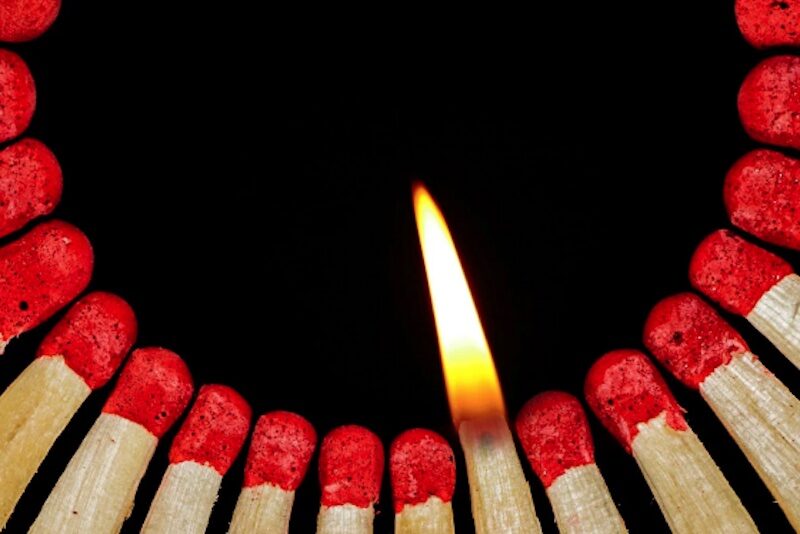 lighting a match