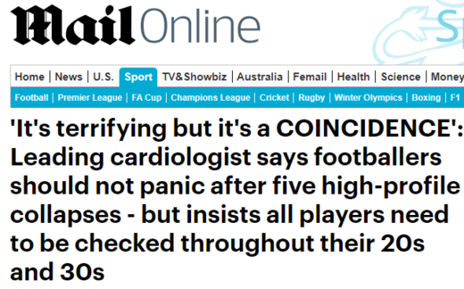 Footballer heart attack coincidence