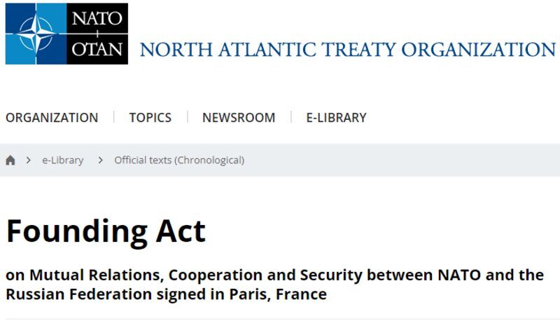 Click to enlarge founding act NATO alliance front page