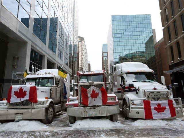 canada truck flag protest