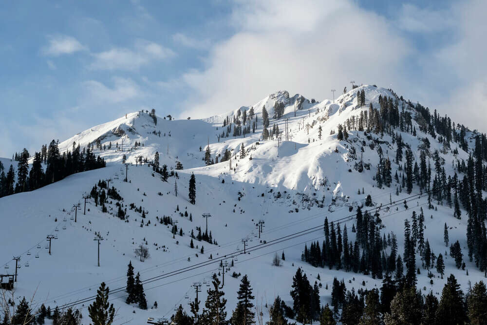 A view of the fresh snowfall at Palisades Tahoe on Feb. 22, 2022. Up to a foot of snow fell on the slopes of Palisades Tahoe from the most recent storm.