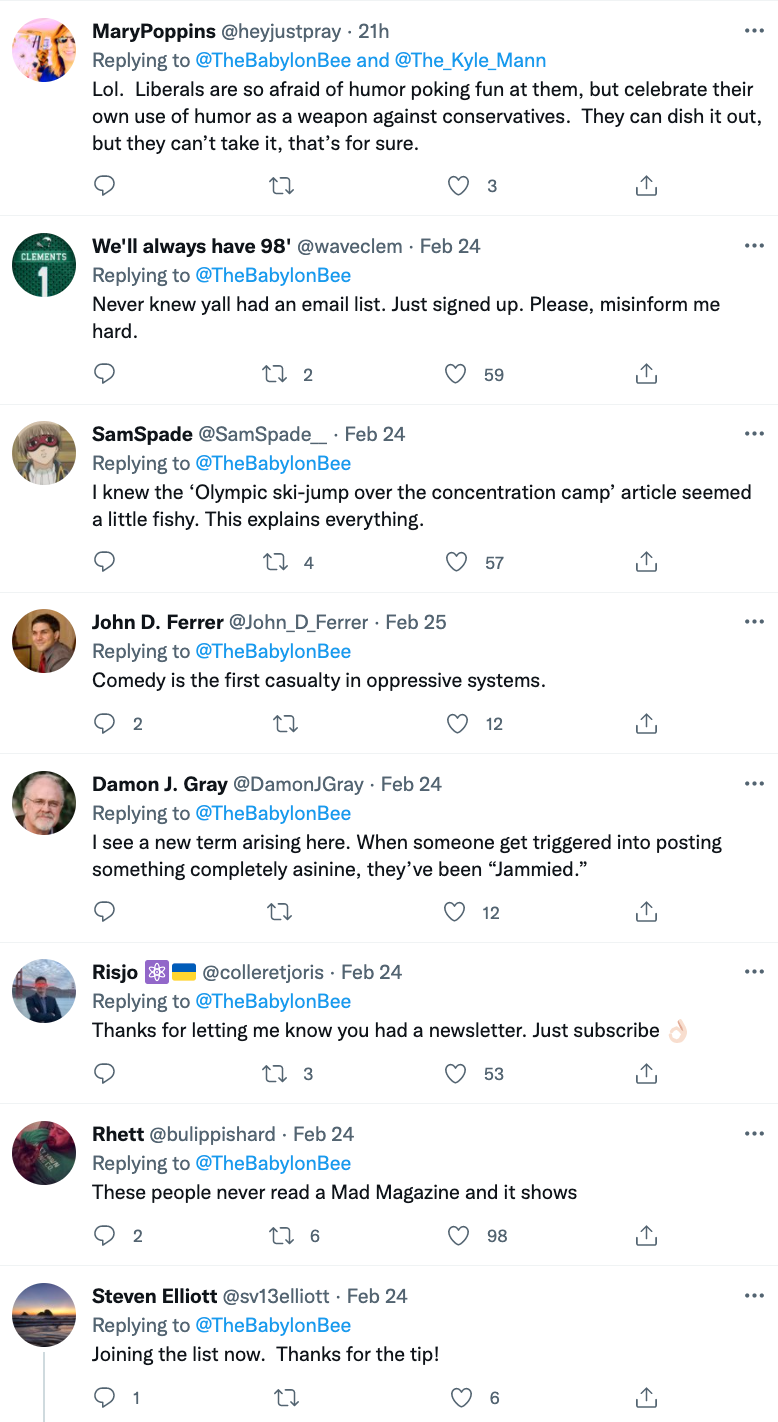 babylon bee response tweets
