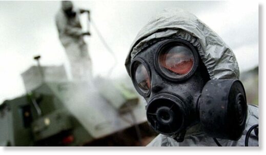 soldier in gas mask