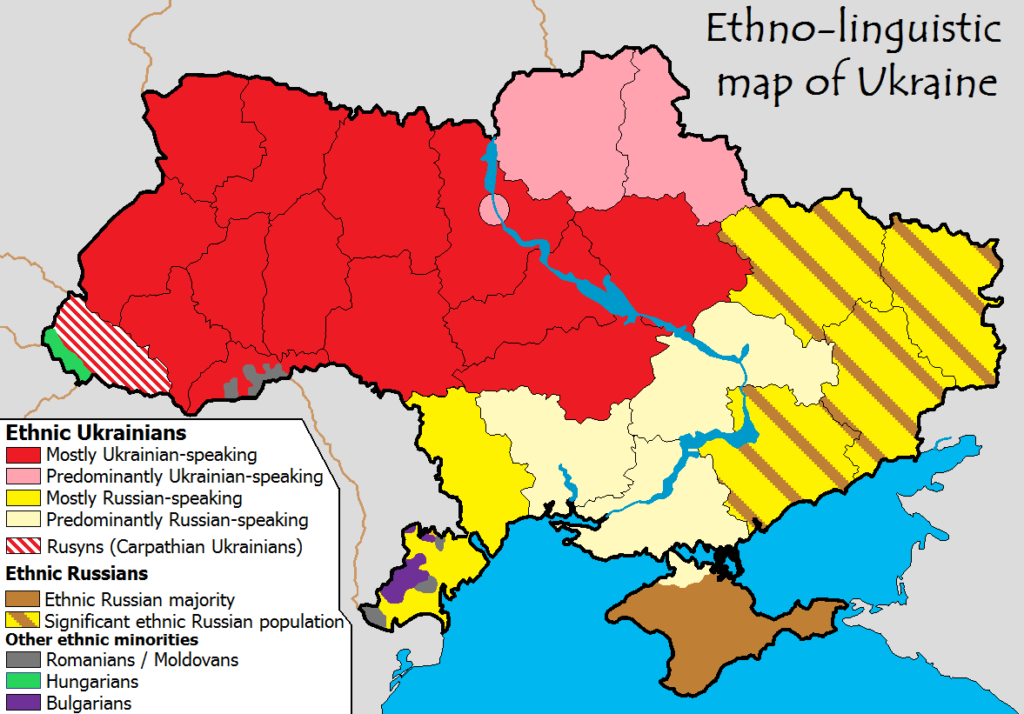 linguistic map ukraine russian speakers ukrainian speakers