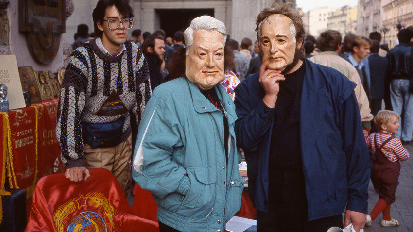 Boris Yeltsin and Mikhail Gorbachev