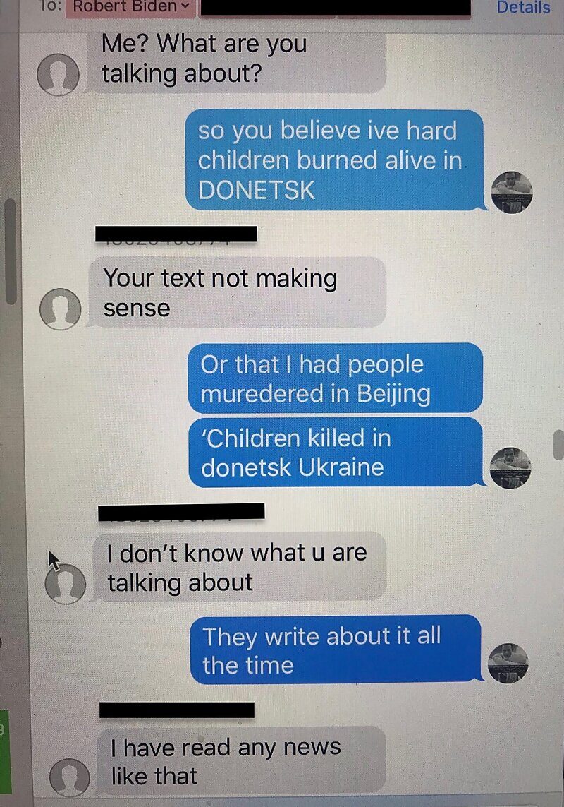text messages biden laptop ukraine children
