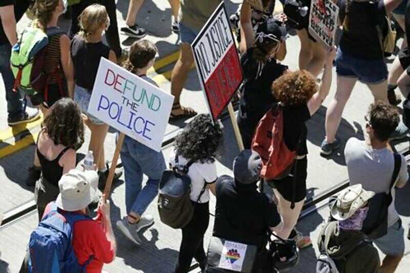 Click to enlarge defund police protest
