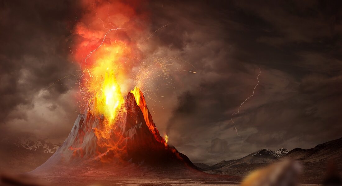 Click to enlarge Illustration of volcanic eruption