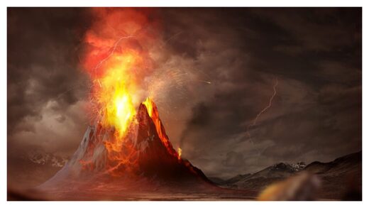 Illustration of volcanic eruption