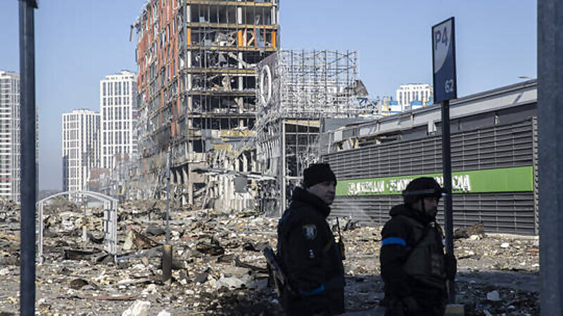 bombed buildings Kiev
