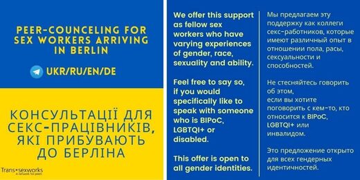 Ukrainian refugee women targeted by German trans organization as potential sex workers Ukrainian refugee women targeted by German trans organization as potential sex workers