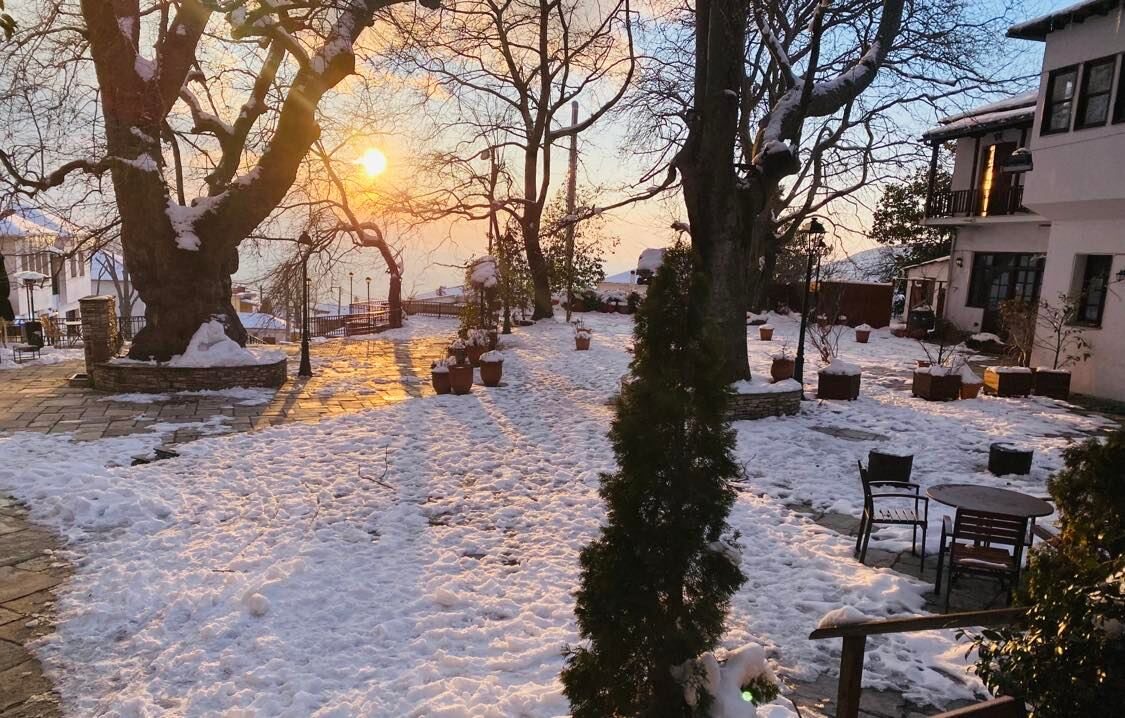 Snow in the village of Portaria, Pelio.