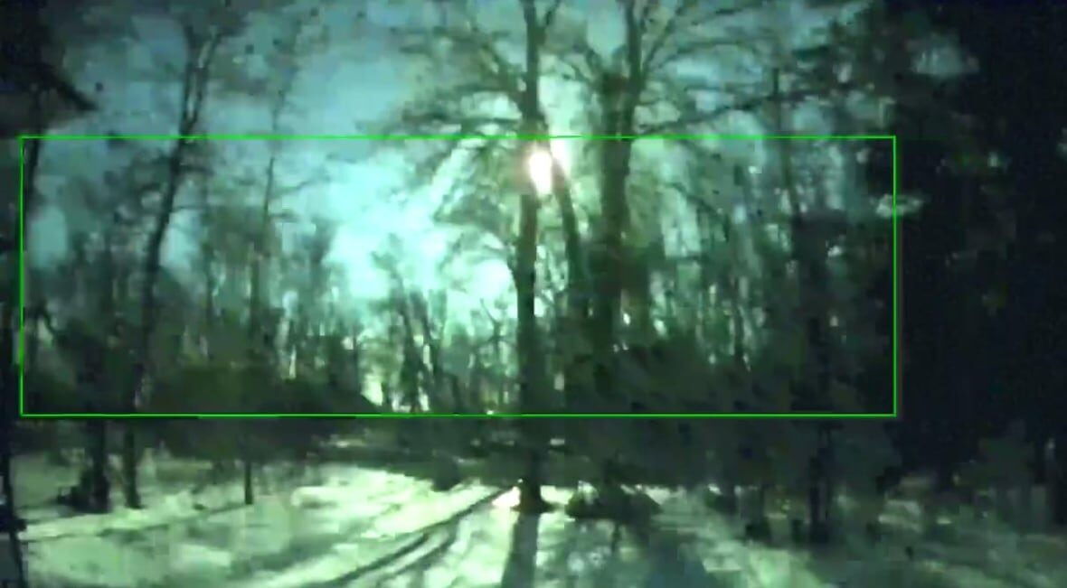 This is a still taken from a video of the meteor from near Grand Marais, Man., on Wednesday.