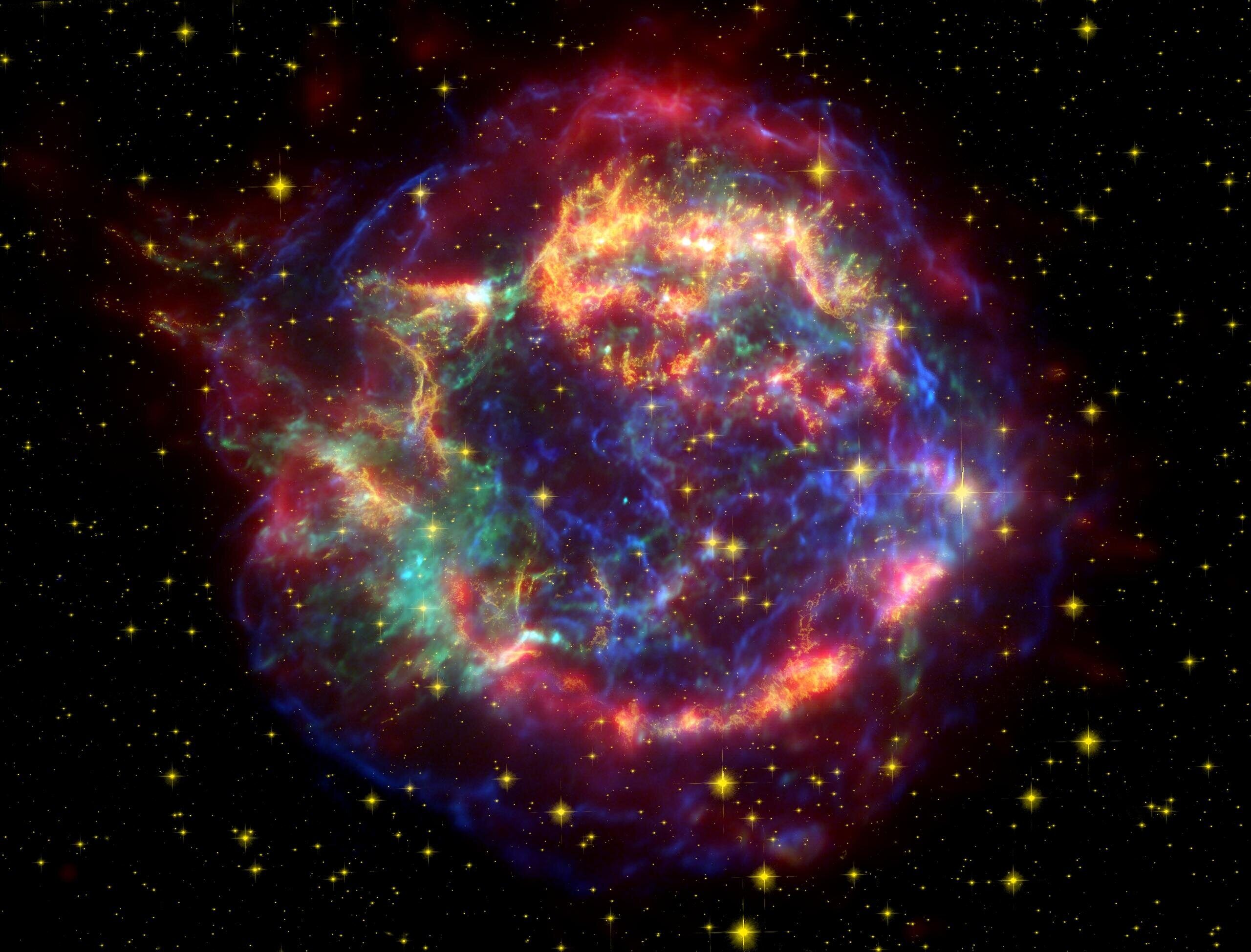 Click to enlarge Coloured image of Cassiopeia A