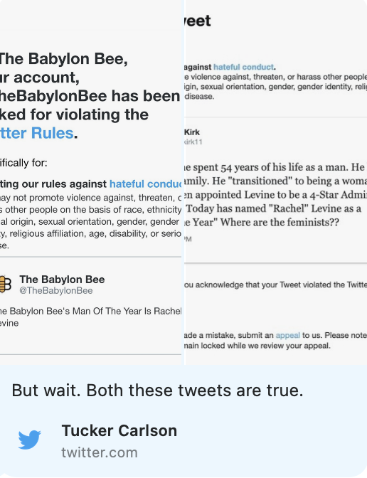 tucker carlson tweet transgender suspended
