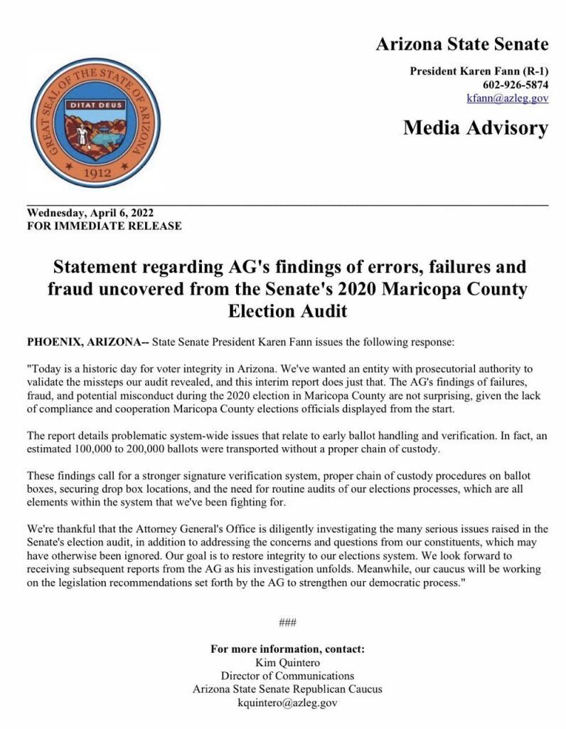 karen fan election fraud answer press releice