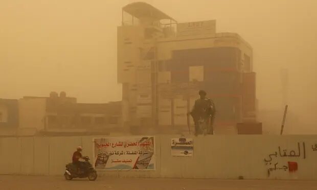 Click to enlarge As the storm swept south, it shrouded cities as far south as Nasiriyah.