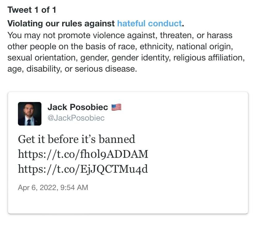 posobiec tweet banned
