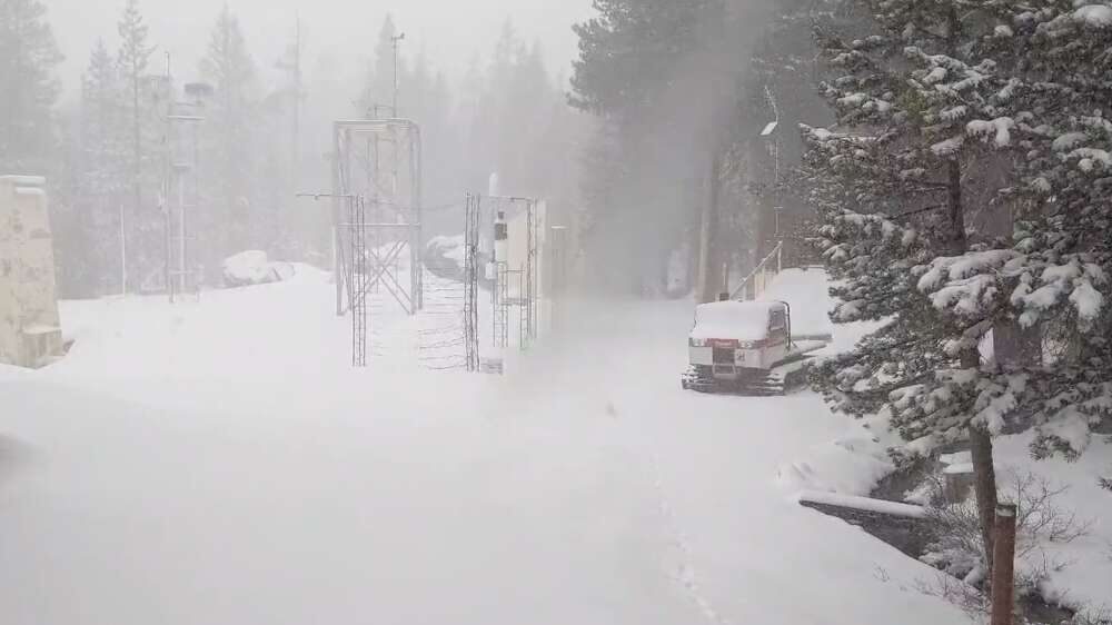 Snow was falling