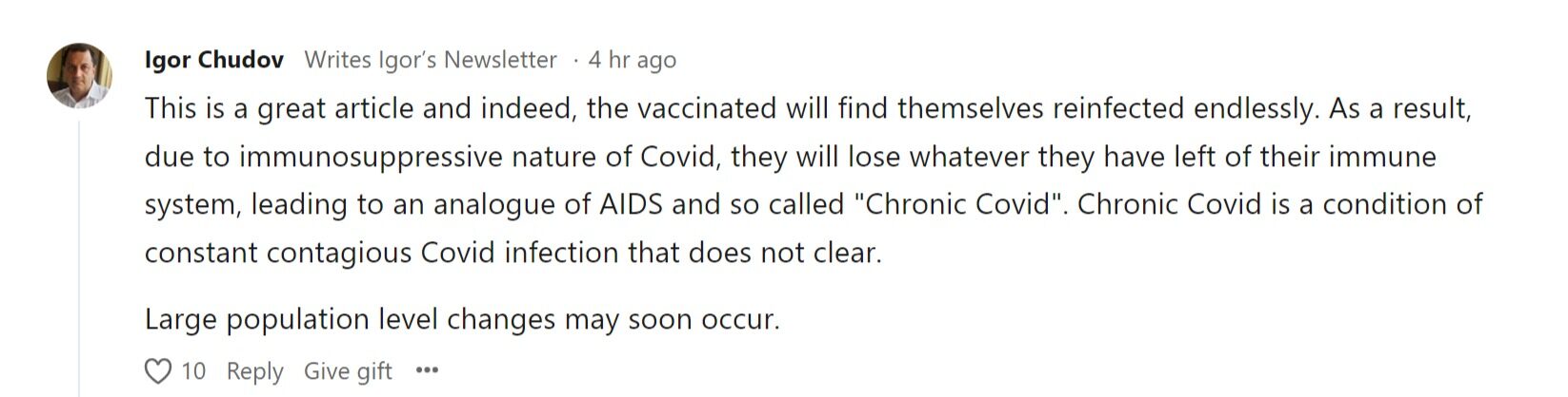 Igor Chudov post