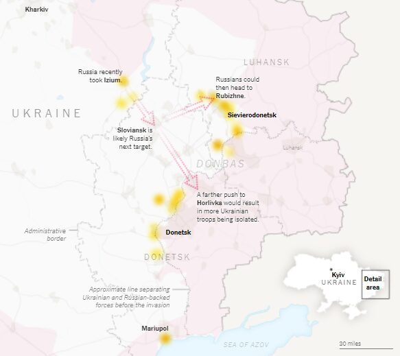 Click to enlarge ukraine battlefield map russia
