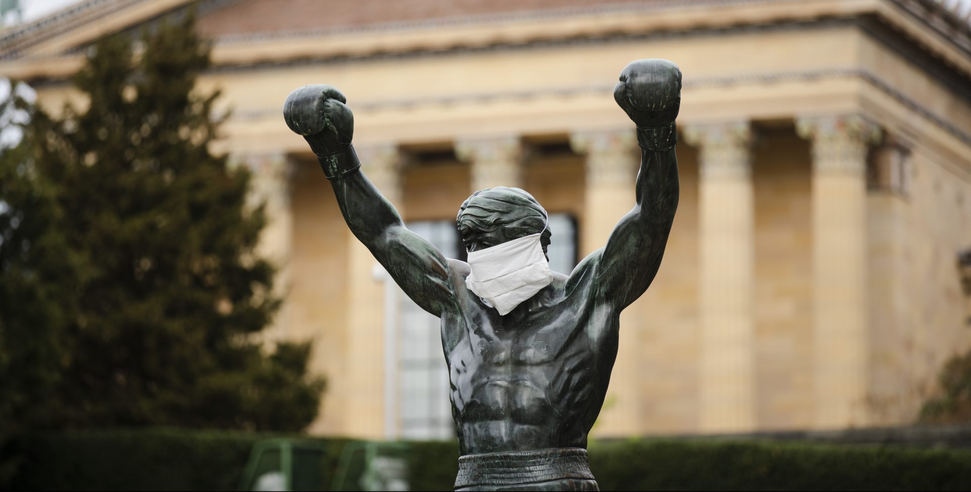 Click to enlarge covid mask philadelphia rocky statue