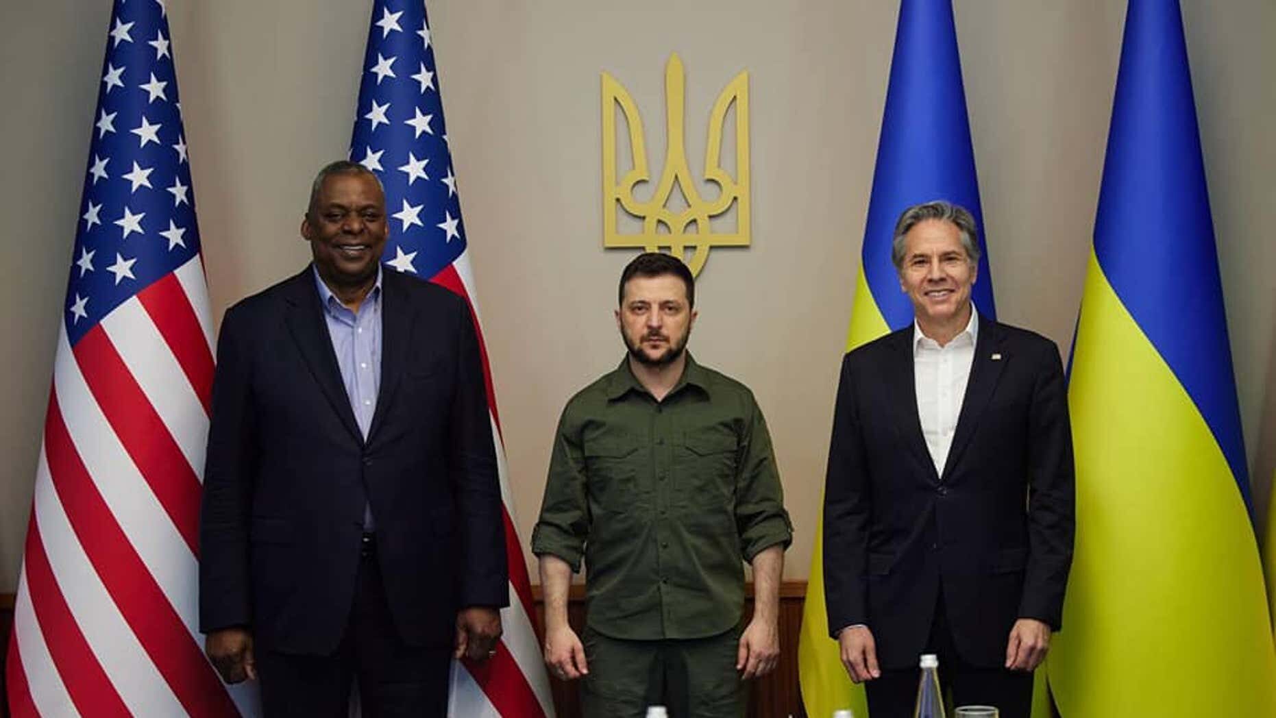 Lloyd Austin, Ukraine President Volodymyr Zelensky Antony Blinken