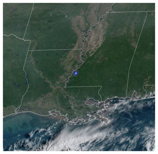 GLM image from the GOES 16 satellite.