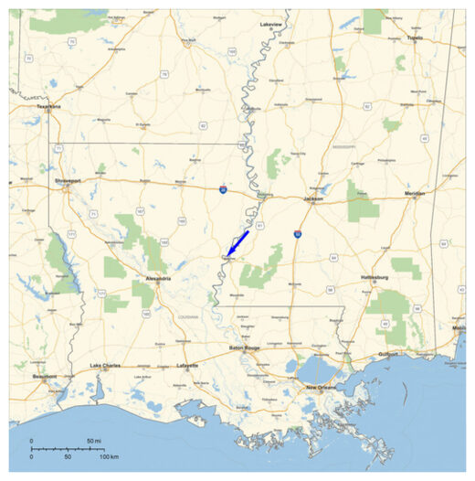Fireball ground track from eyewitness accounts.