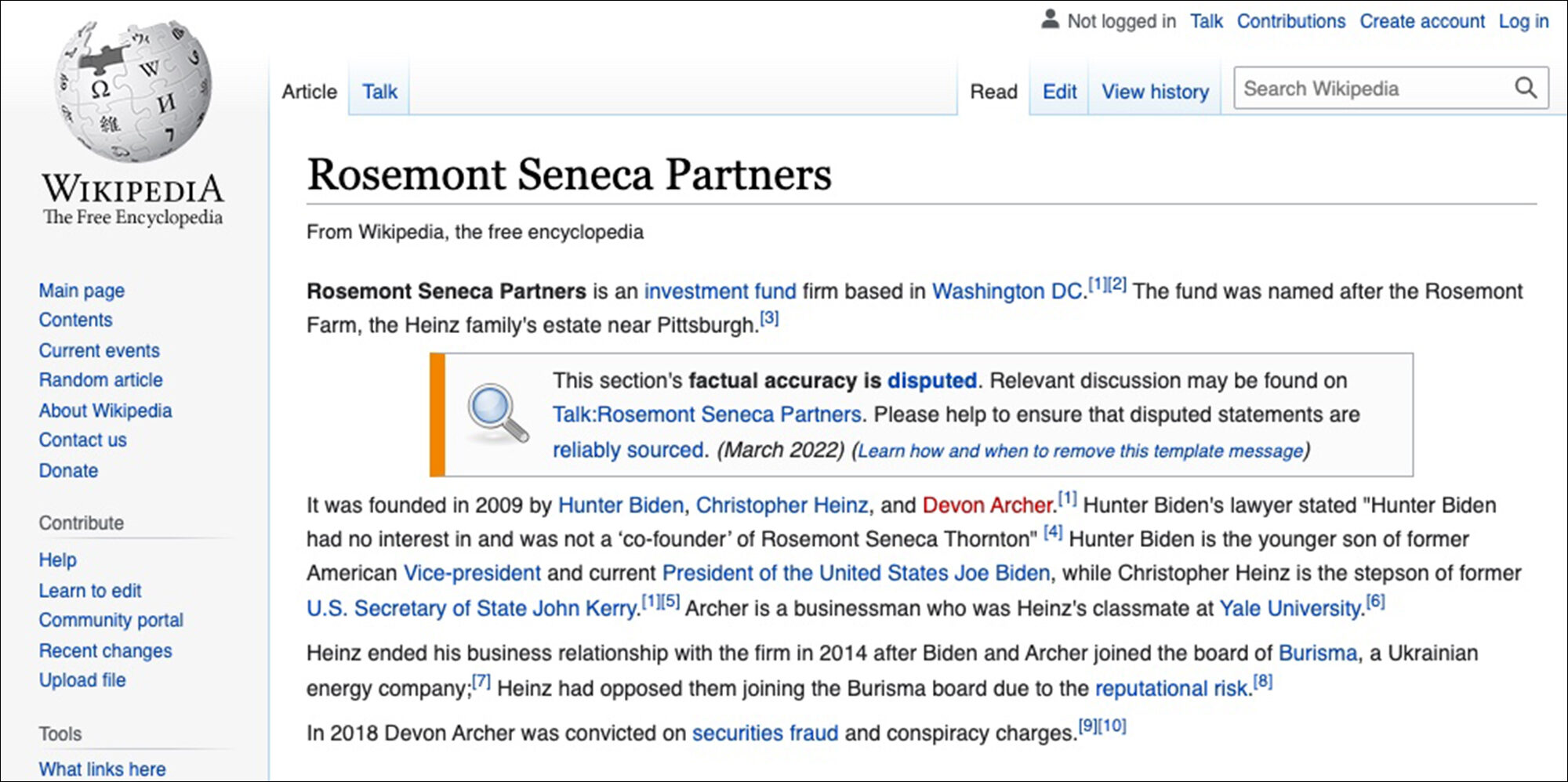 wikipedia rosemont seneca original entry