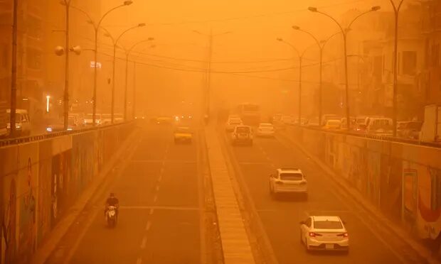 Dust settled across streets and vehicles and seeped into homes in Iraq's capital Baghdad as the storm hit on Sunday