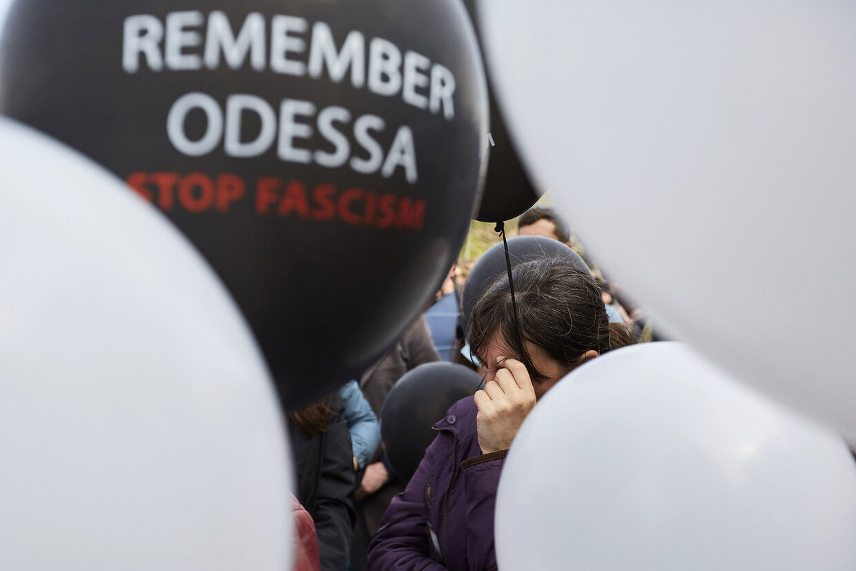Click to enlarge Commemoration of the 2014 clashes between pro-Kyiv and Russia-backed groups on May 2, 2021 in Odessa, Ukraine