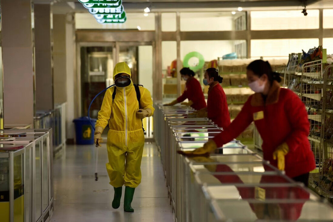 Click to enlarge pyongyang covid disinfecting