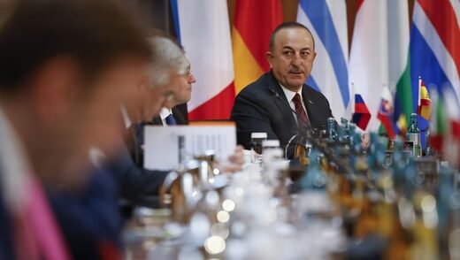 Mevlut Cavusoglu during a NATO meeting in Berlin, on May 1