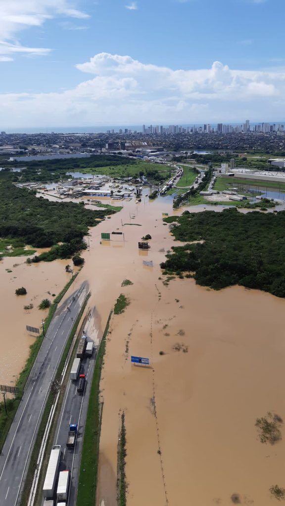 Flooded roads in Jaboatão dos Guararapes,
