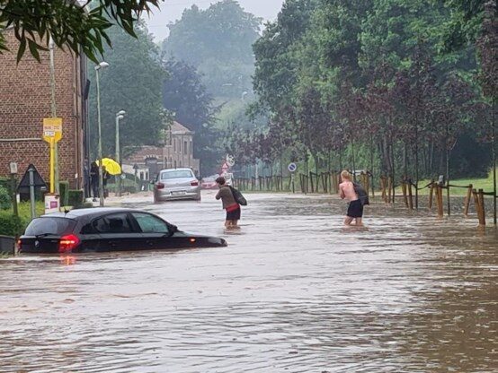 Flooded street.
