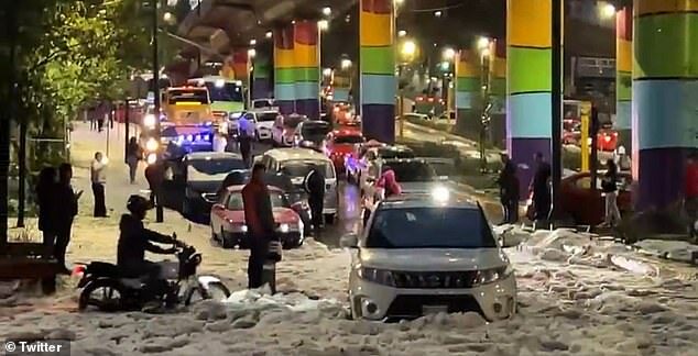 Residents in Mexico City were caught by surprise Sunday when the Mexican capital got hit by an unexpected hail storm