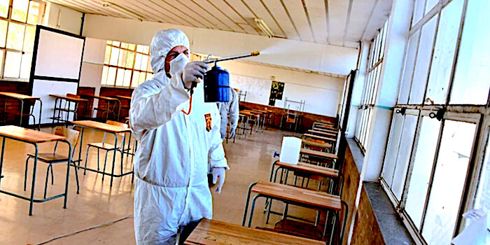 man spraying
