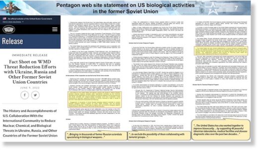 Pentagon website statement on US biological activities in the former Soviet Union