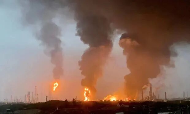 Click to enlarge Petrochemical fire