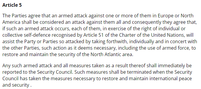NATO TREATY ARTICLE FIVE